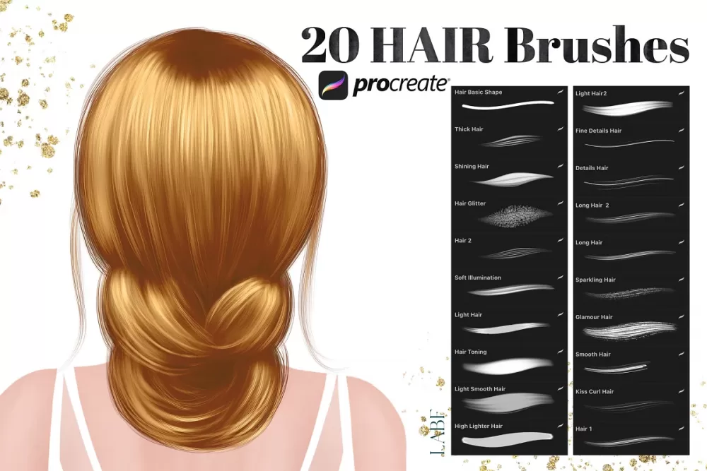 [CreativeMarket] 20 Procreate Hair Brushes (LABFcreations)