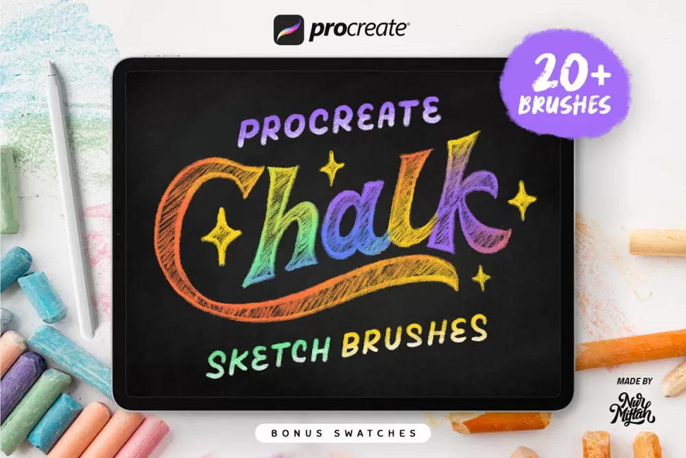 [CreativeMarket] Кисти для рисования мелом / Procreate Chalk Sketch Brushes (Nurmiftah)