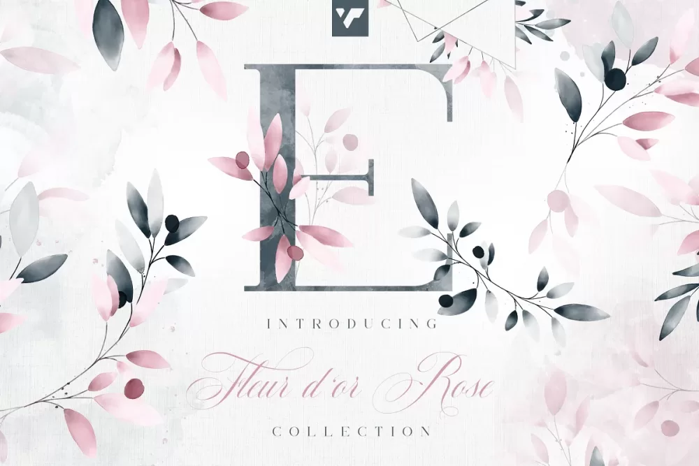[CreativeMarket] Коллекция графики Fleur d'or Rose (VPcreativegraphics)