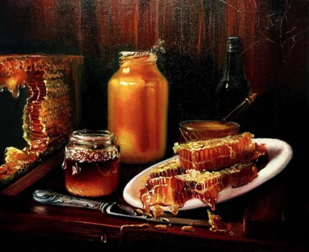 [Живопись маслом]  Натюрморт с мёдом (Ольга Базанова)