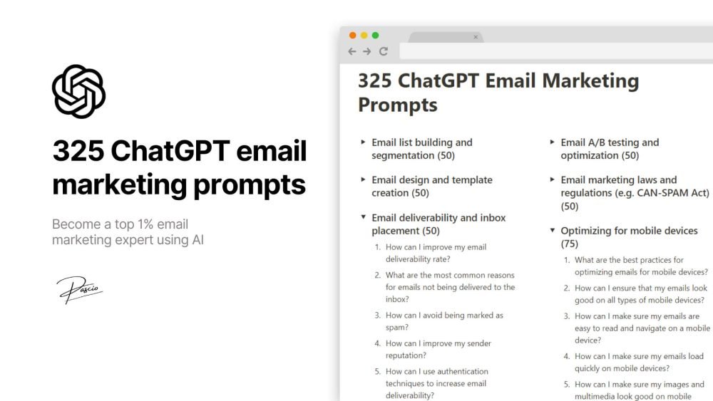 1325 запросов ChatGPT по email-маркетингу  стань лучшим (Pascio)